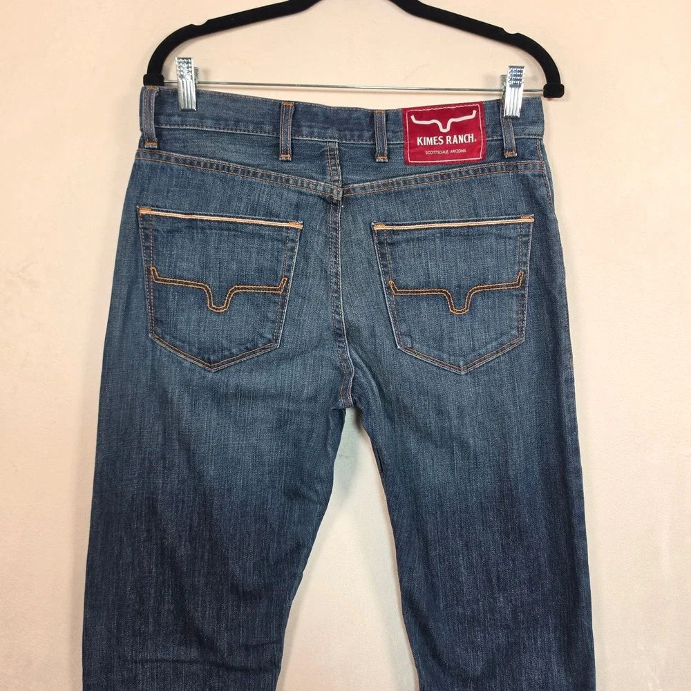 Kimes Ranch Roger Jeans Men's 31x32 Blue Slim Straight Western Denim USA